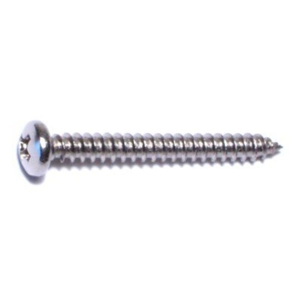 Midwest Fastener Sheet Metal Screw, #4 x 1 in, 18-8 Stainless Steel Pan Head Phillips Drive, 30 PK 77606